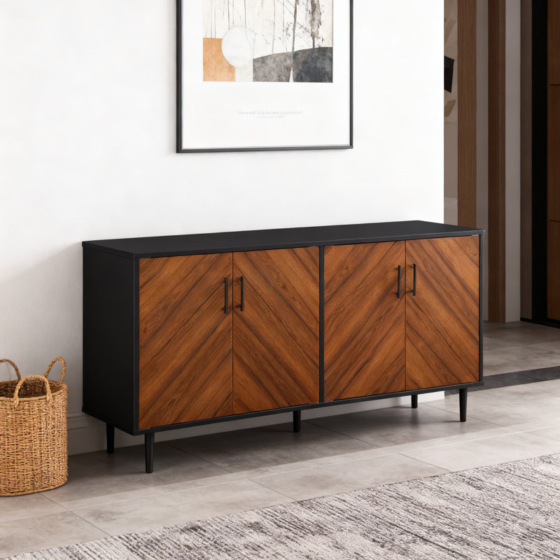 Buffet avec portes doubles et tablettes fixes pour le rangement à la maison de 58 po Walker Edison