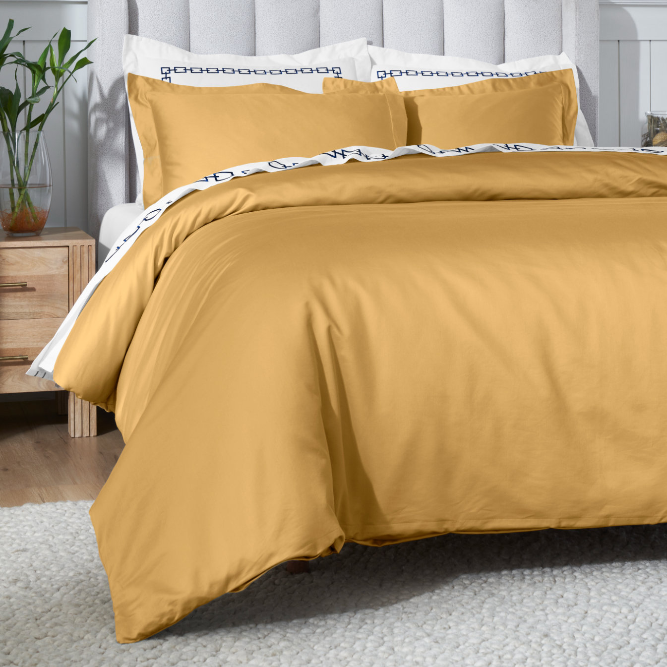 Egyptian Cotton Duvet Cover Set, Maple Sugar, Full/Queen Duvet Cover + 2 Pillow Sham