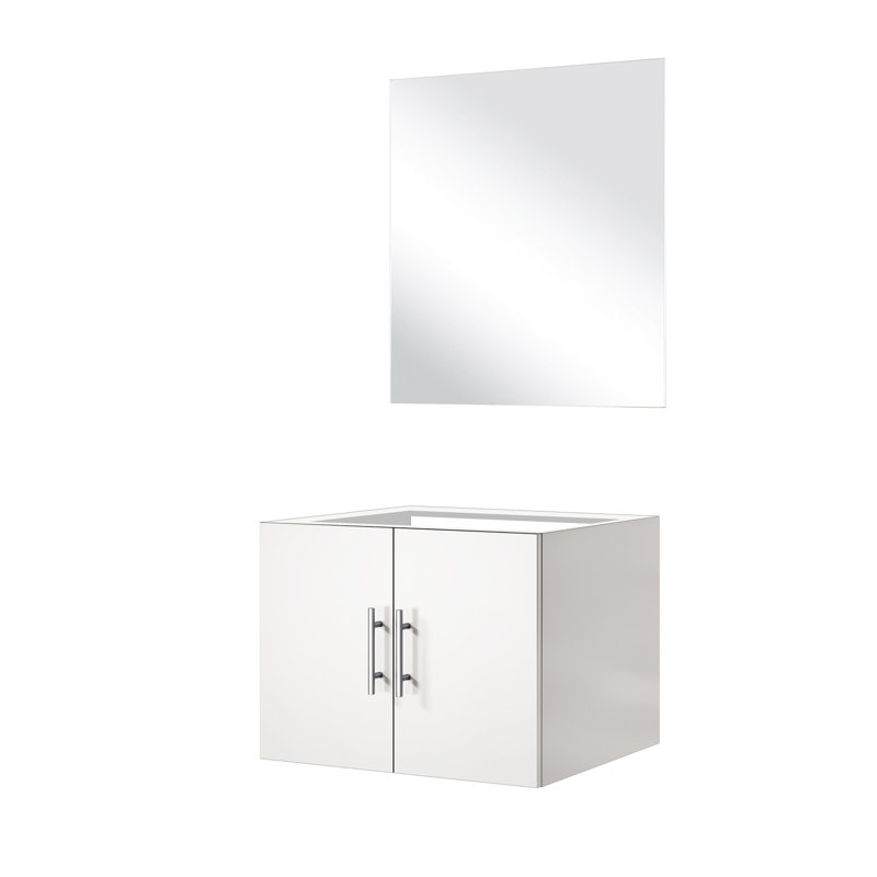Meuble-lavabo blanc lustré 24 po Miroir X 22 - 18, rangement spacieux, installation entièrement assemblée, Blanc lustré