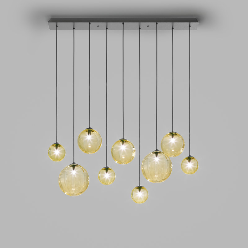 Puppet 9 - Light Chandelier, Matte Black, Amber Transparent