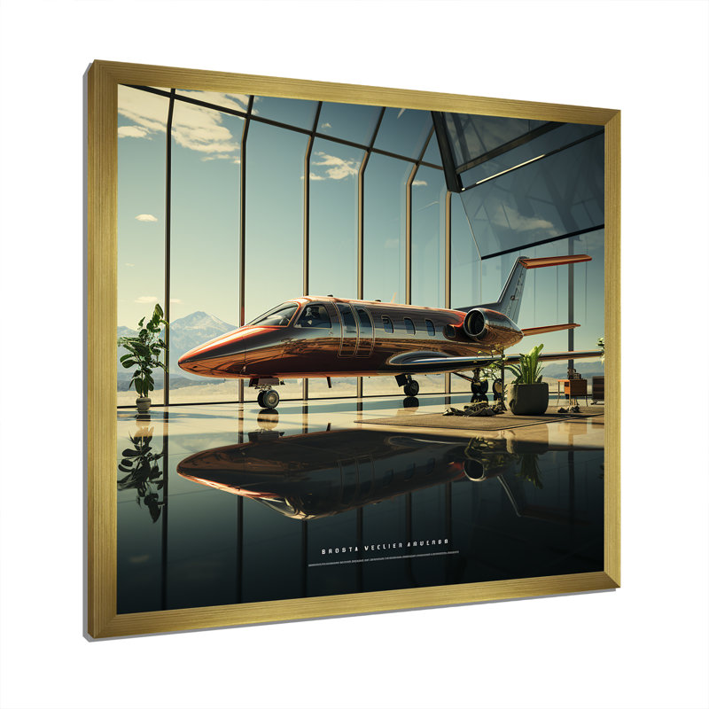 «Jet Plane Matrix Showcase» sur toile, Cadre doré simple, H 36 po x l 36 po x P 1,5 po