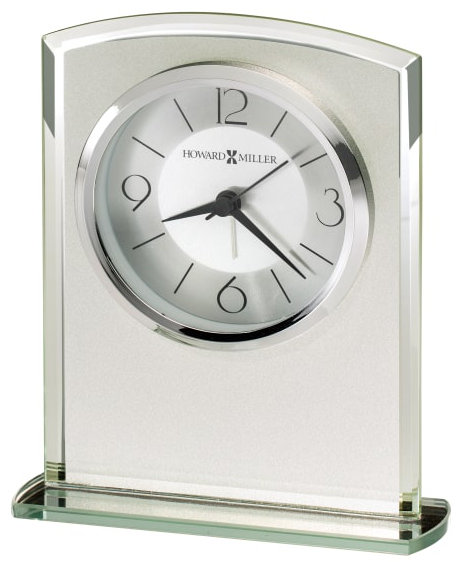 Silver Frosted Glass Quartz Table Clock with Alarm