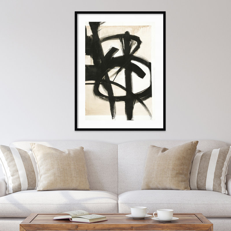 Graphical Shapes 7 by Design Fabrikken, 42.12" H x 32.12" W x 0.88" D, Black Framed Paper