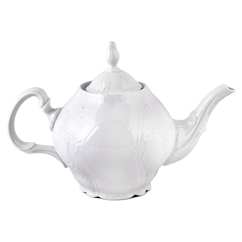 Théière en porcelaine fine embossée blanche Karlovarsky 0,75 pte