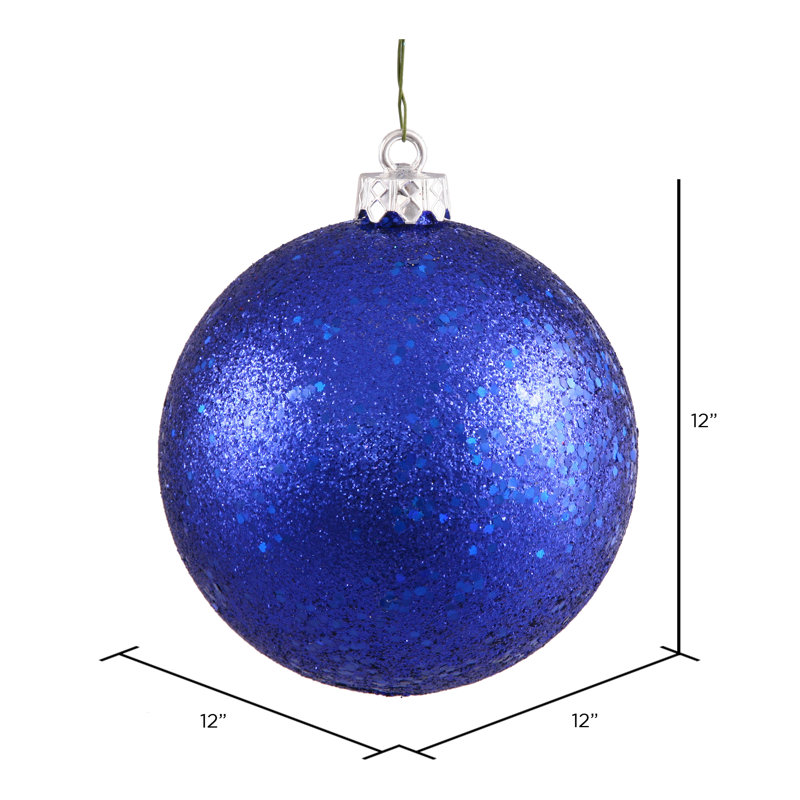 Ornement boule incassable UV mat, 12 po, Paillettes bleu cobalt