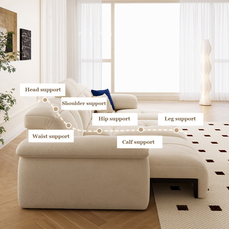 Creamy white Polyester Modular Power Reclining Sofa