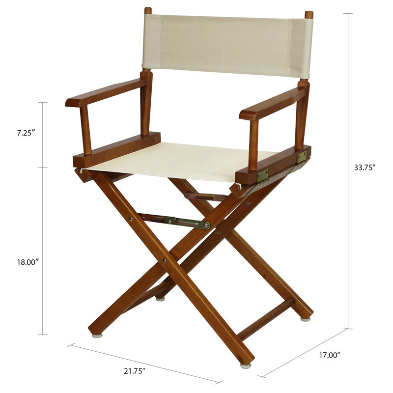Chaise de réalisateur pliante 18 po, Naturel / blé, Chêne miel