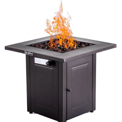 Table de foyer d'extérieur au propane en acier inoxydable avec couvercle Marae H 24,08 po x l 28,08 po
