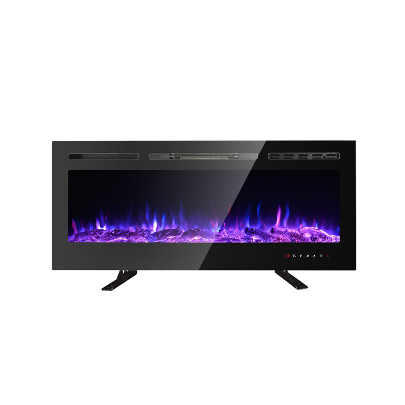 Eulala 17 Stories Black Electric Fireplace with 5000 BTU, 43cm H x 127cm W x 14cm D