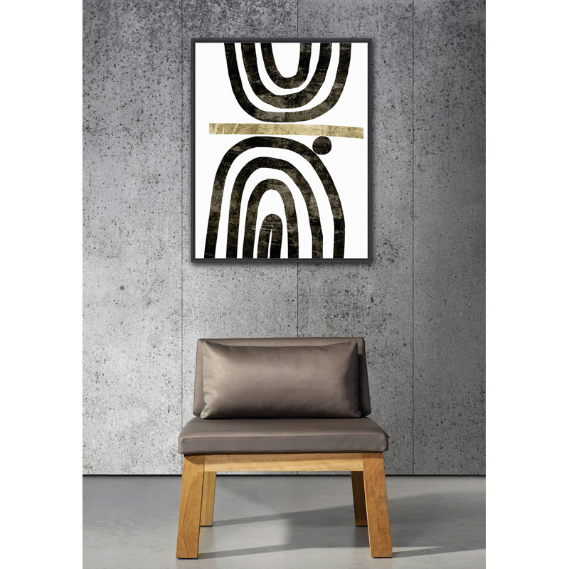 Interplay 1 par Artly - peinture sur toile à cadre flottant, Cadre noir, H 32 po x l 26 po x P 2 po
