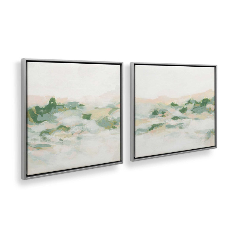 Ensemble de 2 pastel sauvage, H 25 po x l 50 po, Cadre flottant en chrome poli