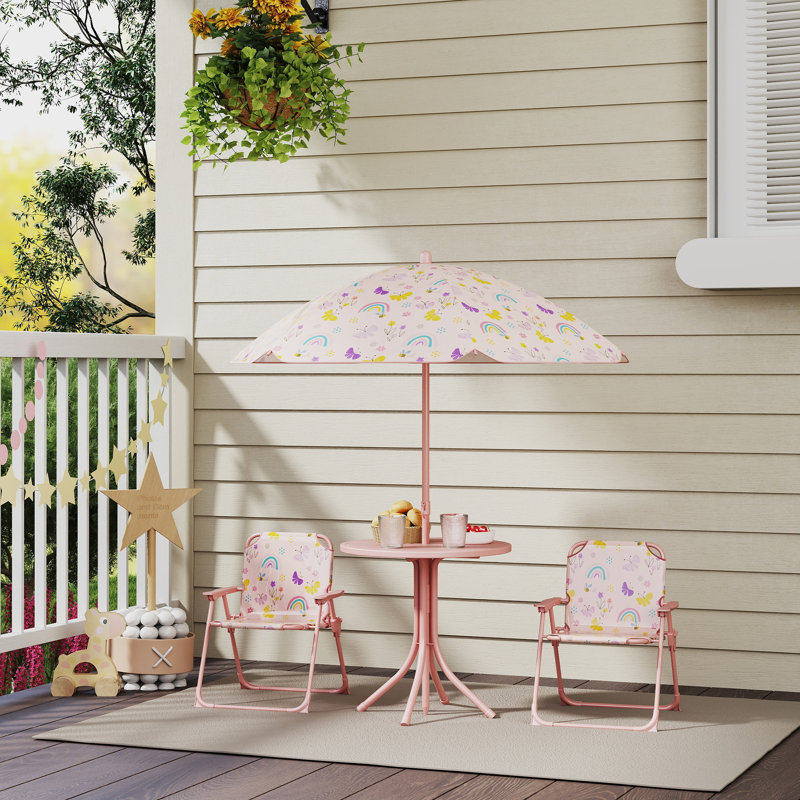 Thorfred Children Table and Chair Set Kids 2-5 Adjustable Parasol Pink