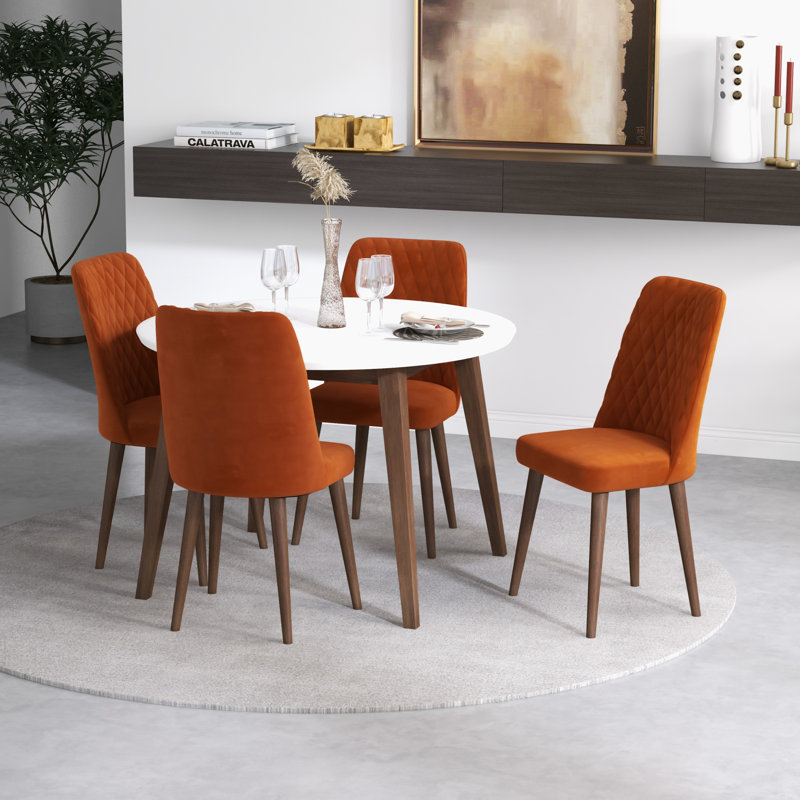 Ensemble de salle à manger en bois massif d'eucalyptus pour 4 personnes Kiazer