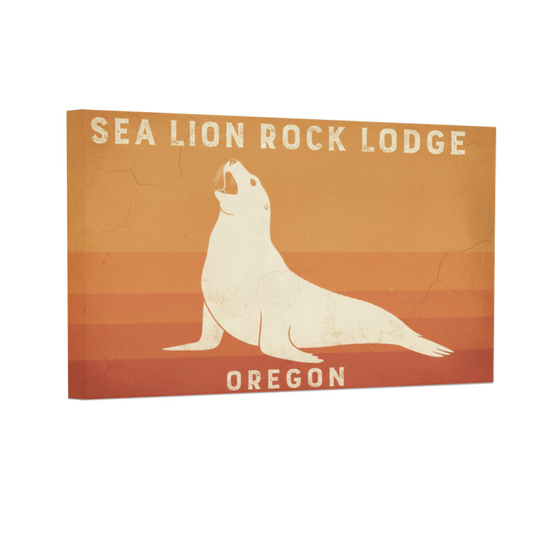 Animaux, otarie, roche, chalet, Oregon, H 16 po x l 24 po