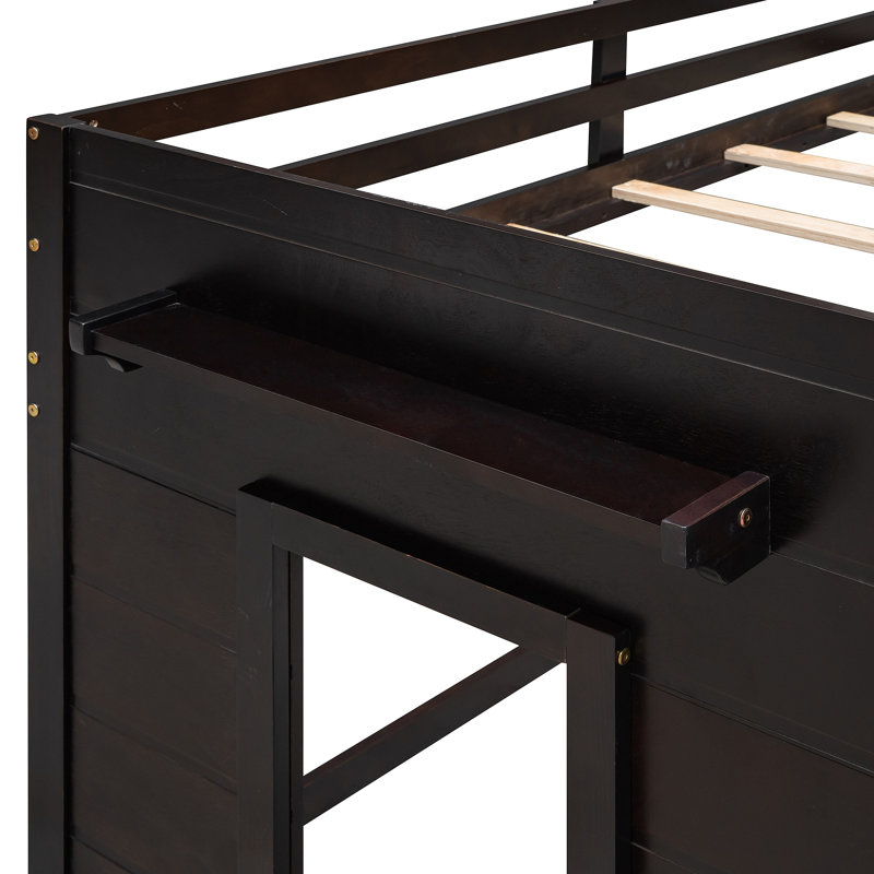 Lit mezzanine avec armoire et tablette, Espresso