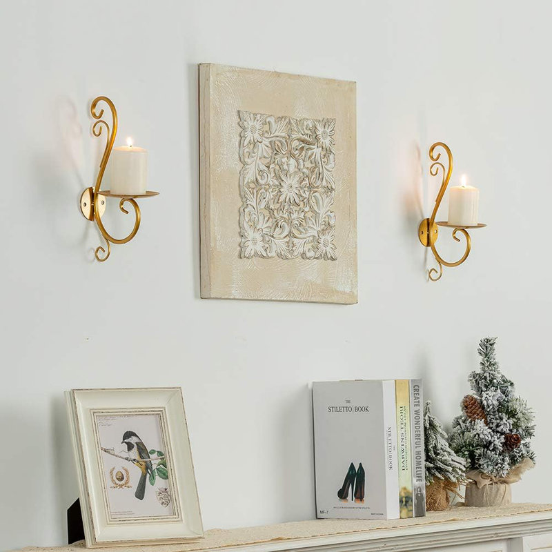2 Piece Metal Wall Wall Sconce Set, Gold