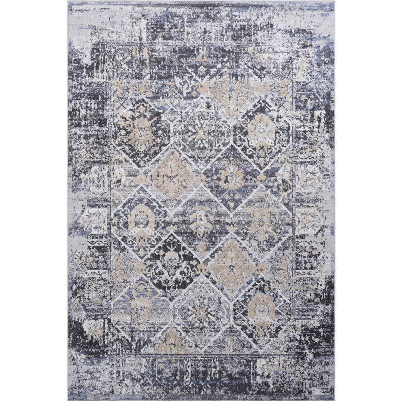 Non-Shedding Grey/Blue Area Rug - Stain , For Living Room, Nursery, Study Ideal High-Traffic Areas, Non-Shedding,