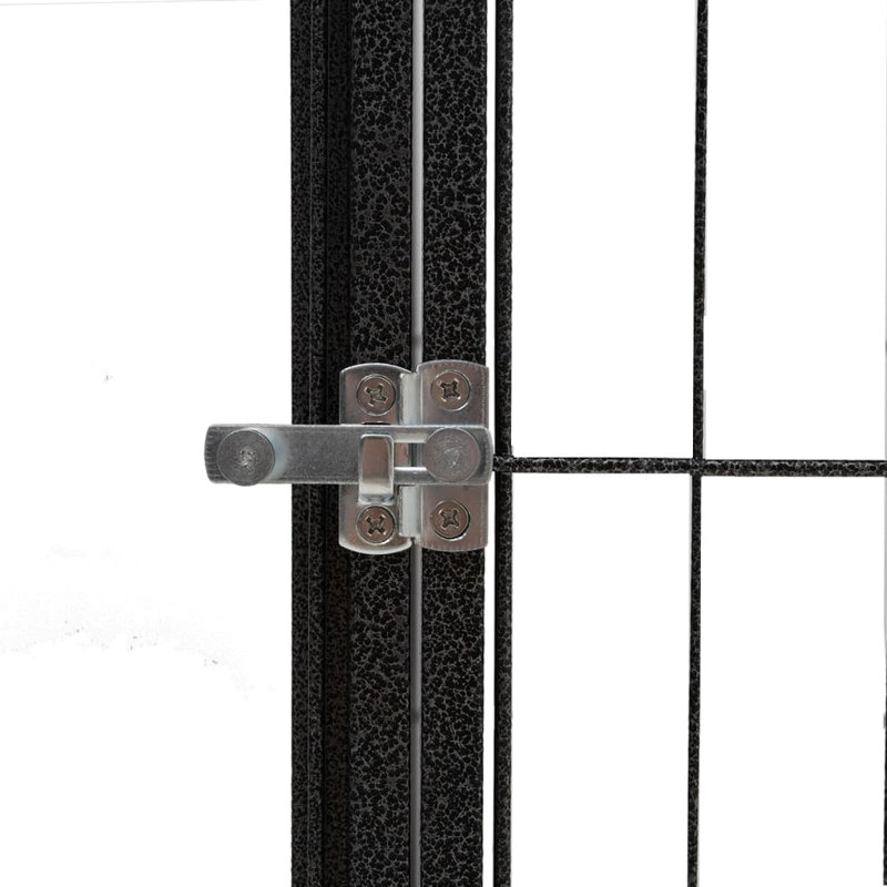 Black Powder-Coated Steel Dog Playpen with Polyethylene Roof