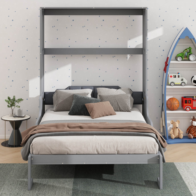Grand lit escamotable / escamotable grand avec coussins moelleux, Gris