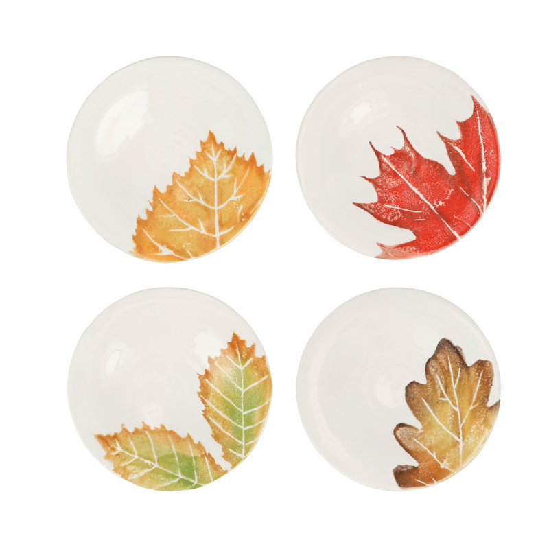 Autumn Leaves Hand-Painted Ceramic Appetizer Plates Set