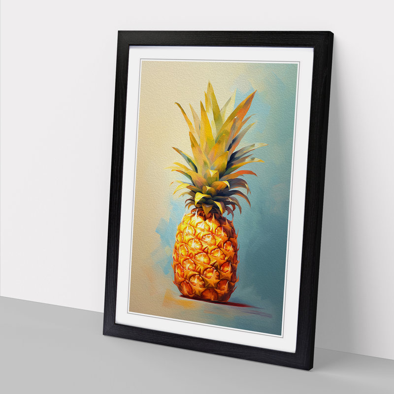 XYZ-FRM-V1223-5184 Pineapple Modern - Single Picture Frame Print on Wood, Black, 46cm H x 34cm W x 2cm D