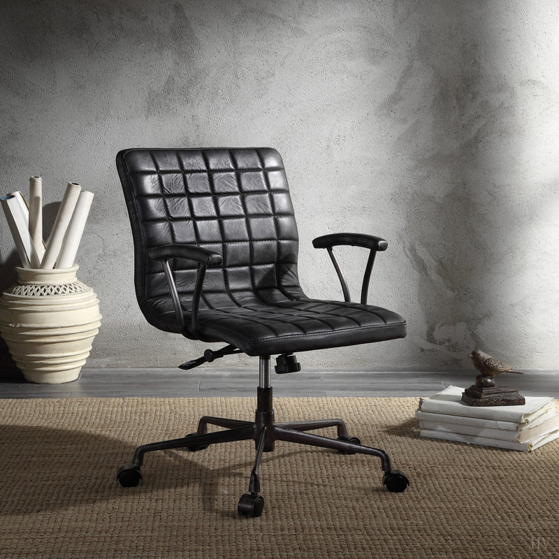 Grain Leather & Aluminum Office Chair