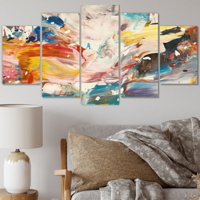 Contemporary Here Abstract Expressionism IV - Décoration murale abstraite - 5 panneaux