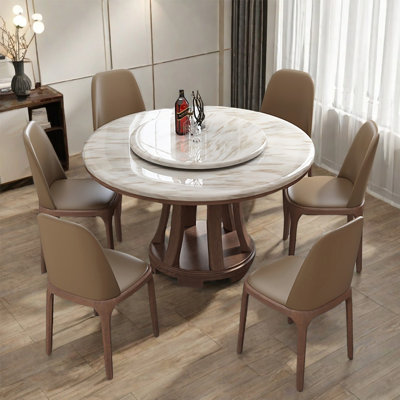 Tables de salle à manger simples en marbre artificiel en bois brun.