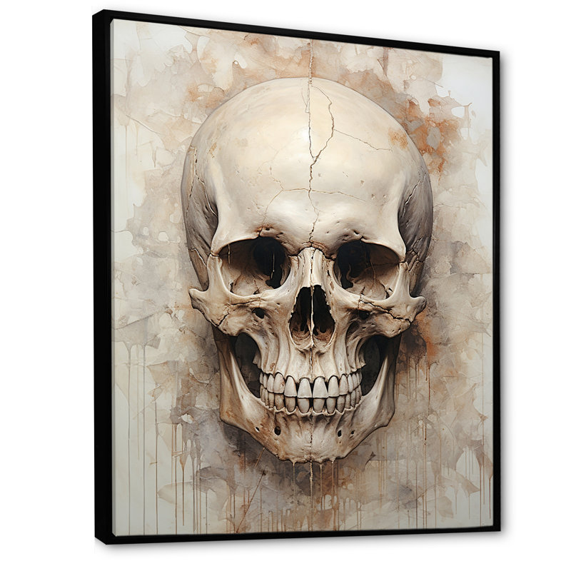Crânes résonnants II sur toile, H 44 po x l 34 po x P 1,5 po, Cadre flottant noir