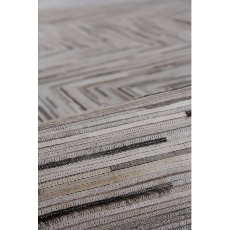 Hand Woven Chevron Area Rug, Gray/Beige/Ivory, Rectangle 5' x 8'