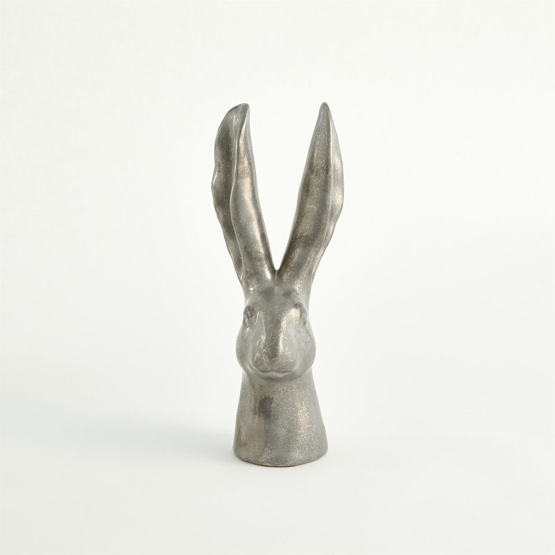 Rabbit Figurine, 12.5" H x 5" W x 4.5" D, Matte Silver