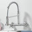 Brushed Nickel Commercial 8 Inch 2 Handle Wall Mount Kitchen Sink Faucet with Pull Down Sprayer-125227256