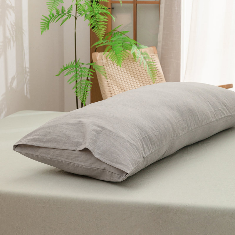 Housse de coussin 100% coton délavé Bestouch, De corps (20 po x 54 po), Gris clair
