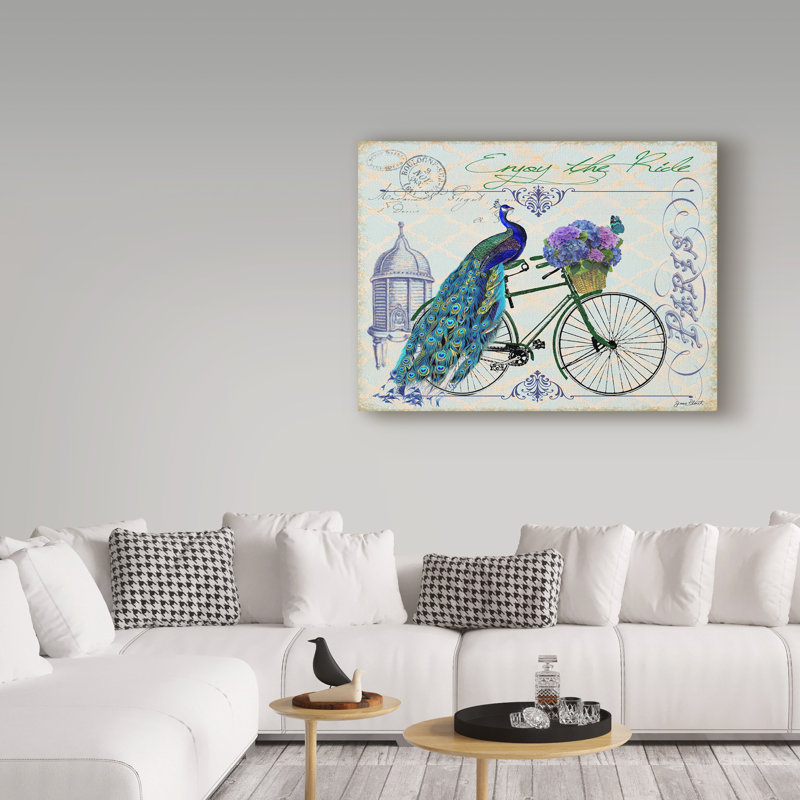 «Peacock on Bicycle», impression sur toile tendue, H 14 po x l 19 po x P 2 po