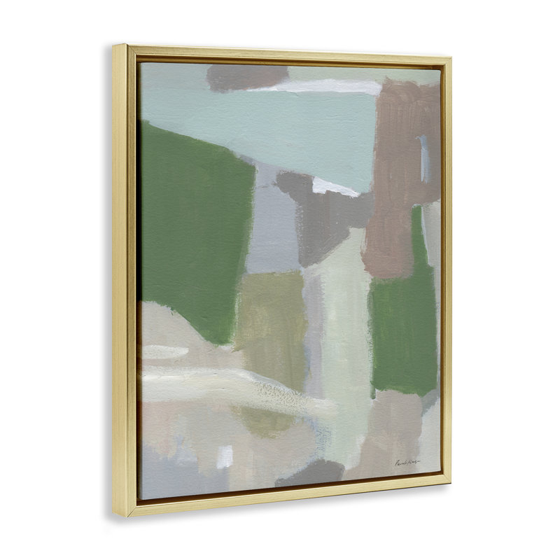 «Spring Green Abstraction», art par Pamela Munger, H 21 po x l 17 po, Cadre flottant métallique doré