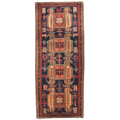 One-of-a-Kind Purple Tribal 4X9'5 Oriental Runner Rug