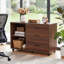 Classeur latéral mobile avec tiroirs et tablettes, armoire de rangement à roulettes, brun-1074431522