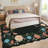 Floral Area Rug – Modern Washable Non-Slip Carpet for Living Room, Bedroom, Dining, Nursery, Office – Soft, Mark Resistant, Low-Pile, Scalloped Farmhouse Accent Decor (Black, Pink, Yellow)-567663494-567663480