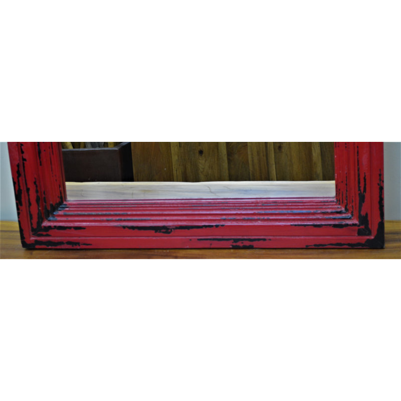 Miroir d'appoint biseauté traditionnel, Rouge / Noir