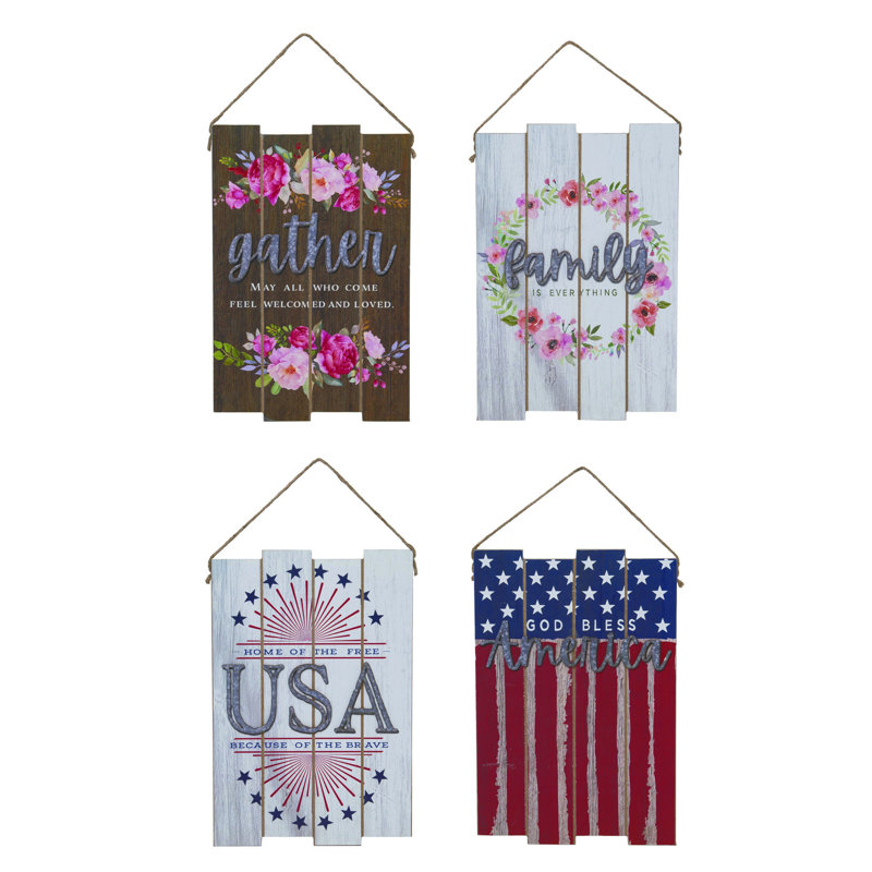  MDF Reversible Slat Decor Set of 2 Spring Home Decorations