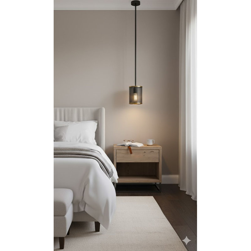 1-Light Black Mesh Iron Single Pendant 