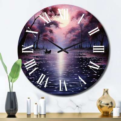 Horloge murale rose en métal Pointillism