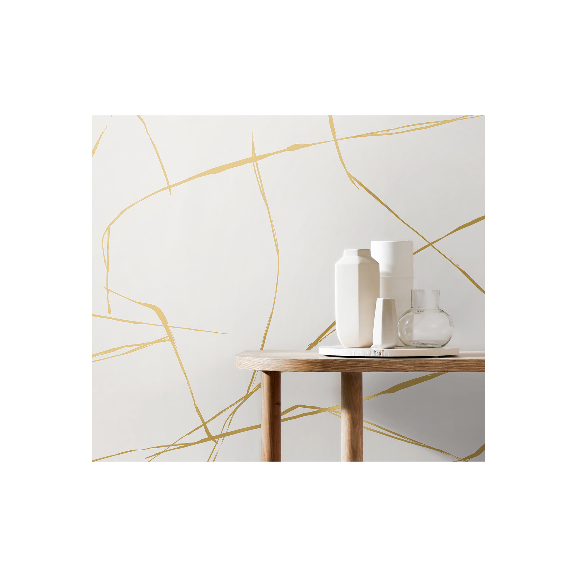 Niseko Modern Abstract Wallpaper, Metallic Goldenrod