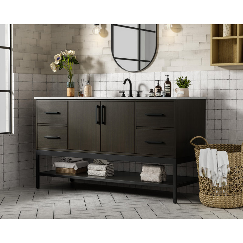 60 inch Single Bathroom Vanity, Mocha Brown