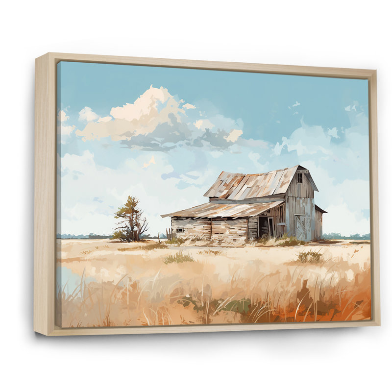 Charme de grange minimalisme sur toile, H 30 po x l 40 po x P 1,5 po, Cadre naturel flottant