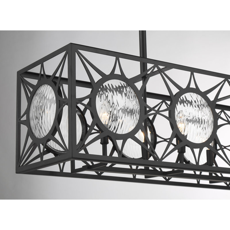 Lustre linéaire à 8 lumières Balfour en noir mat, Noir mat
