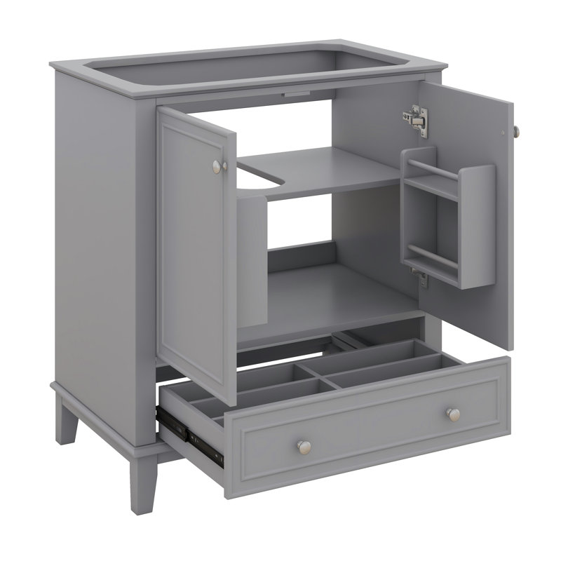 Armoire de salle de bain 30 po sans lavabo, base seulement, armoire de salle de bain autoportante en bois avec 2 portes et tiroir