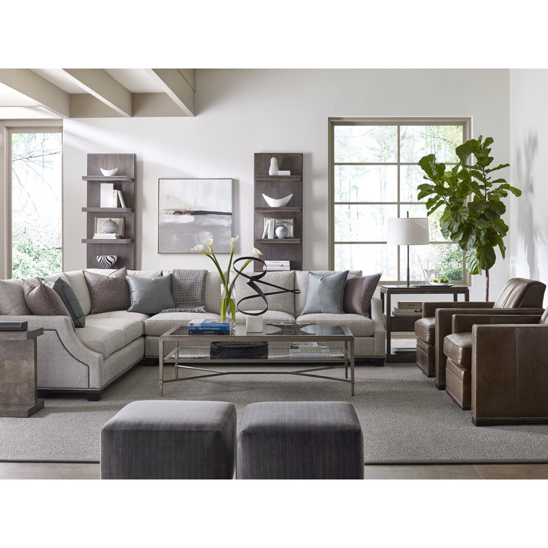 Mulligan By Michael Weiss Square Ottoman, Casa Blanca, Tuck Graphite, No
