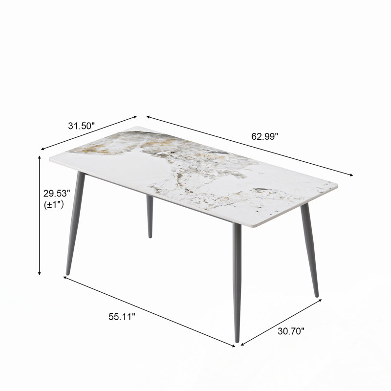 Tables de salle à manger, Gris foncé, H 29,53 po x L 62,99 po x l 31,5 po, Brun / Blanc