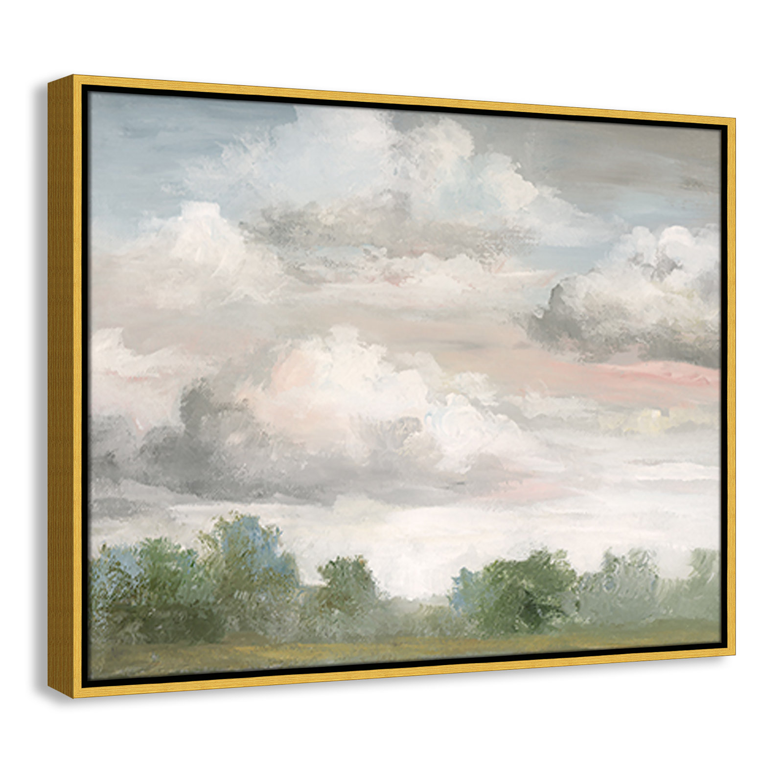 Frangia "Pastel Morning Sky" Print by Nan, 23.5" H x 29.5" W x 2" D, Gold Framed